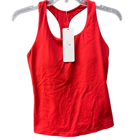 NWT CRZ Yoga Butterluxe Padded Bra Racerback Deep Red Tank Top Size Small 4/6 - Picture 4 of 12
